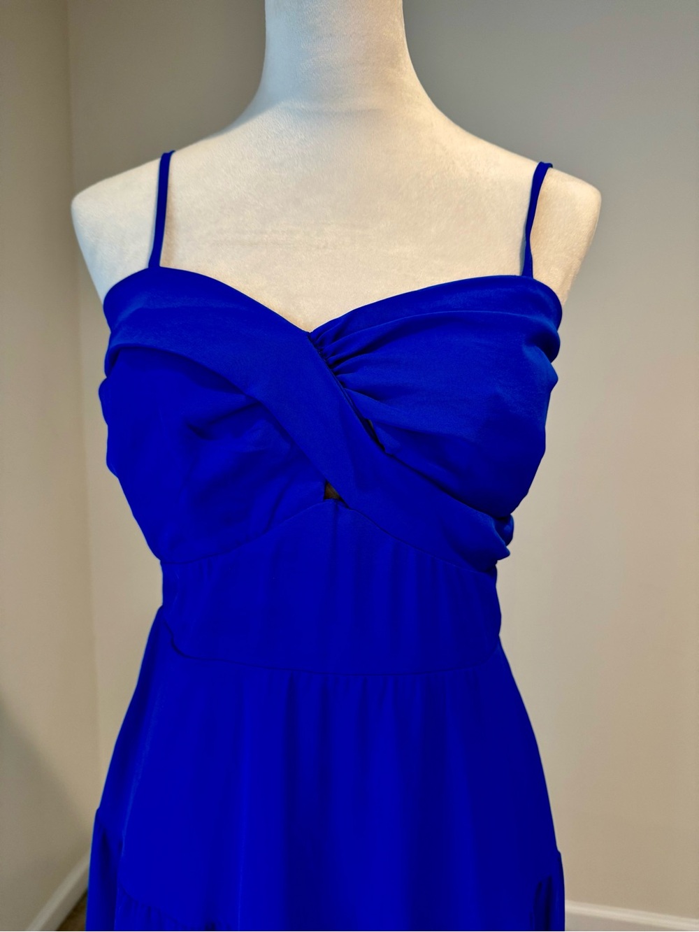 Royal Blue Twist-Front Midi Dress